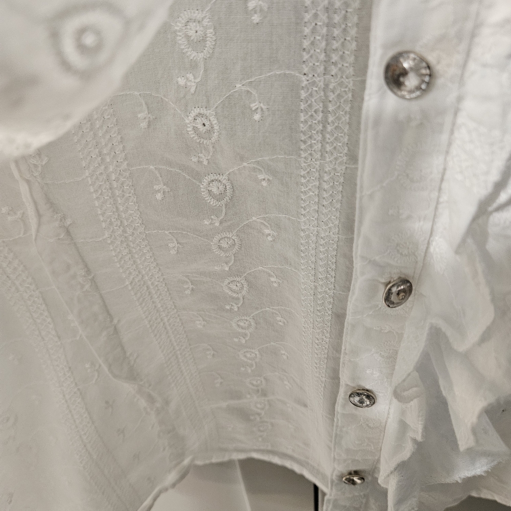 Chic White Ruffled Button Down Shirt - Picture 4 of 6